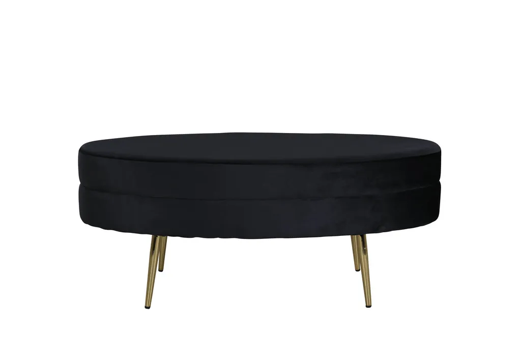 Venture Home Otto Ottomane en Velours Noir et Laiton - 100x40x41 cm