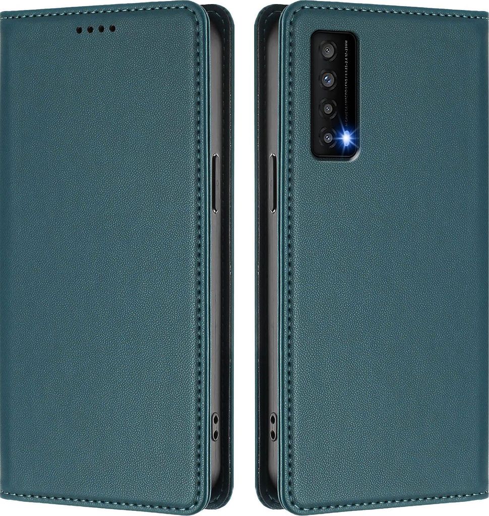 Handyhülle für TCL Stylus 5G, Kunstleder Klapphülle Stoßfeste Magnetische Hülle mit Ständer Grün