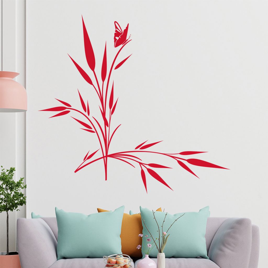 kleiner Falter auf Gras Wandtattoo in 6 Größen - Wandaufkleber Wall Sticker - Dekoration, Küche, Wohnzimmer, Schlafzimmer, Badezimmer