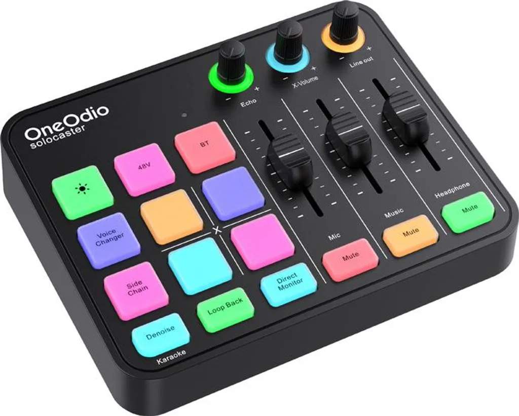 Oneodio Solocaster carte son avec effets DSP et Bluetooth pour podcasting