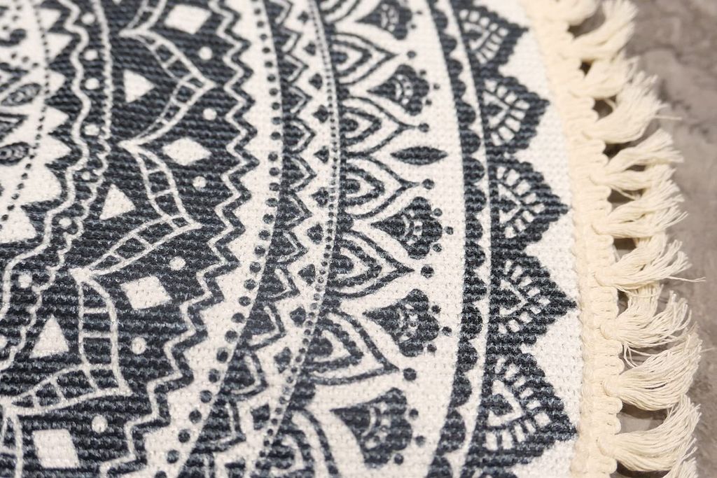 Mandala Teppich Rund 120cm Baumwolle Teppich Waschbar Boden Produktbild 3