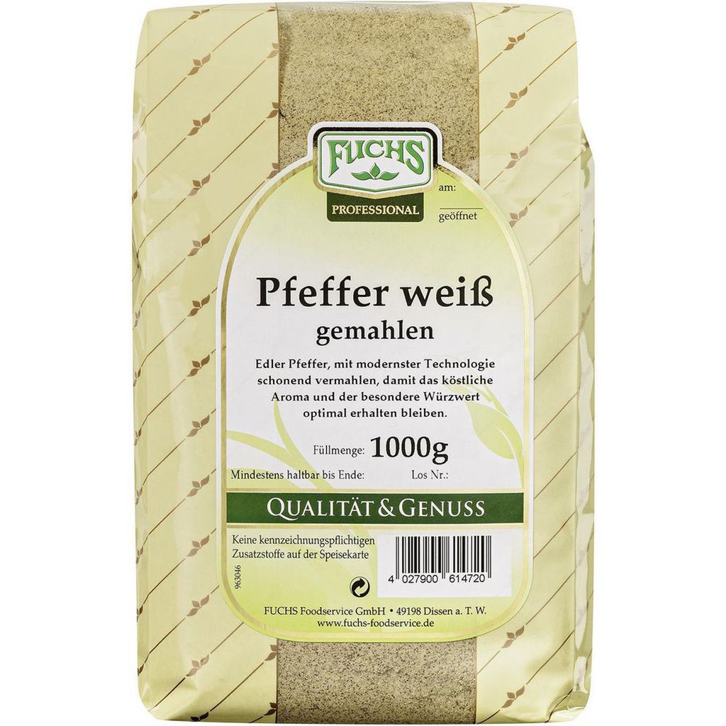 Fuchs 380791002 Fuchs Pfeffer weiß gemahlen Gewürz, 1,0 kg Obrázok produktu 