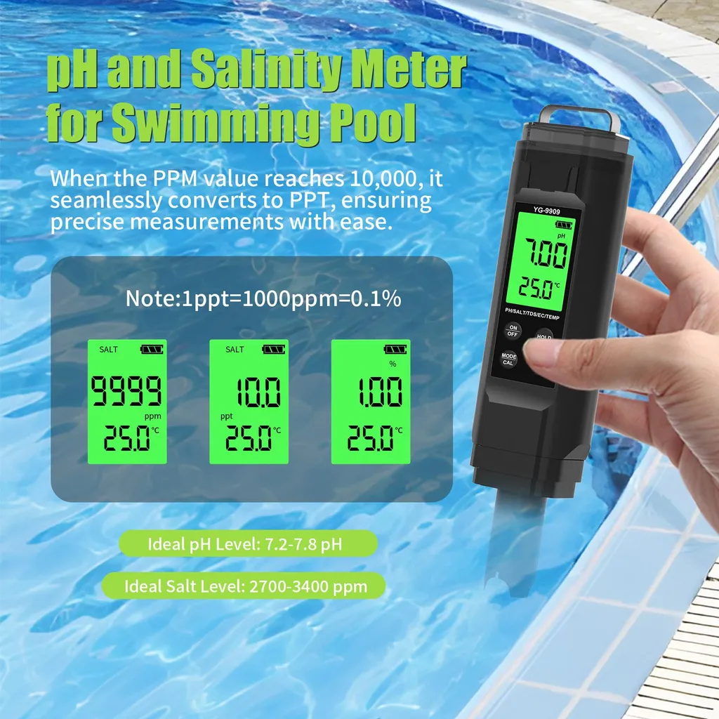 Testeur d'eau 5 en 1 avec Écran LCD et Compensation de Température - 8