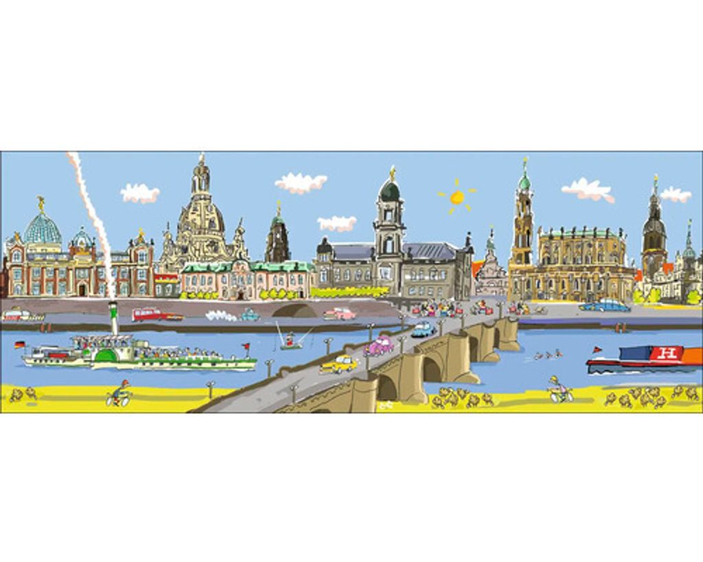 Glasbild Dresden Skyline 80x30 cm