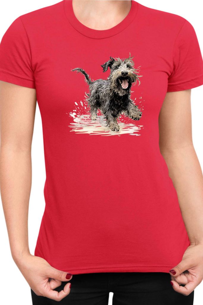 Damen T-Shirt Funny Dogs Breeds Terrier Dog Breed, Lady XS / Rot