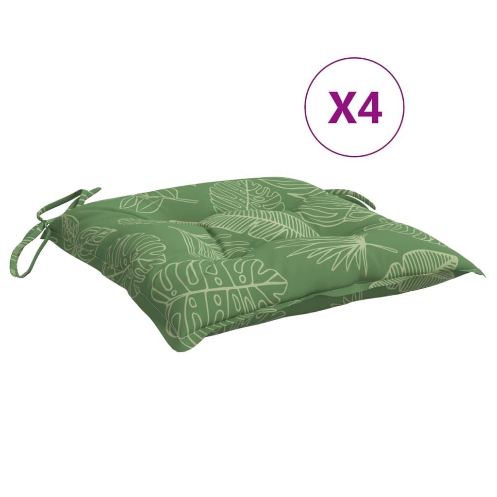 vidaXL Coussin de chaise 4 pcs. Motif de feuilles 40x40x7 Image du produit 