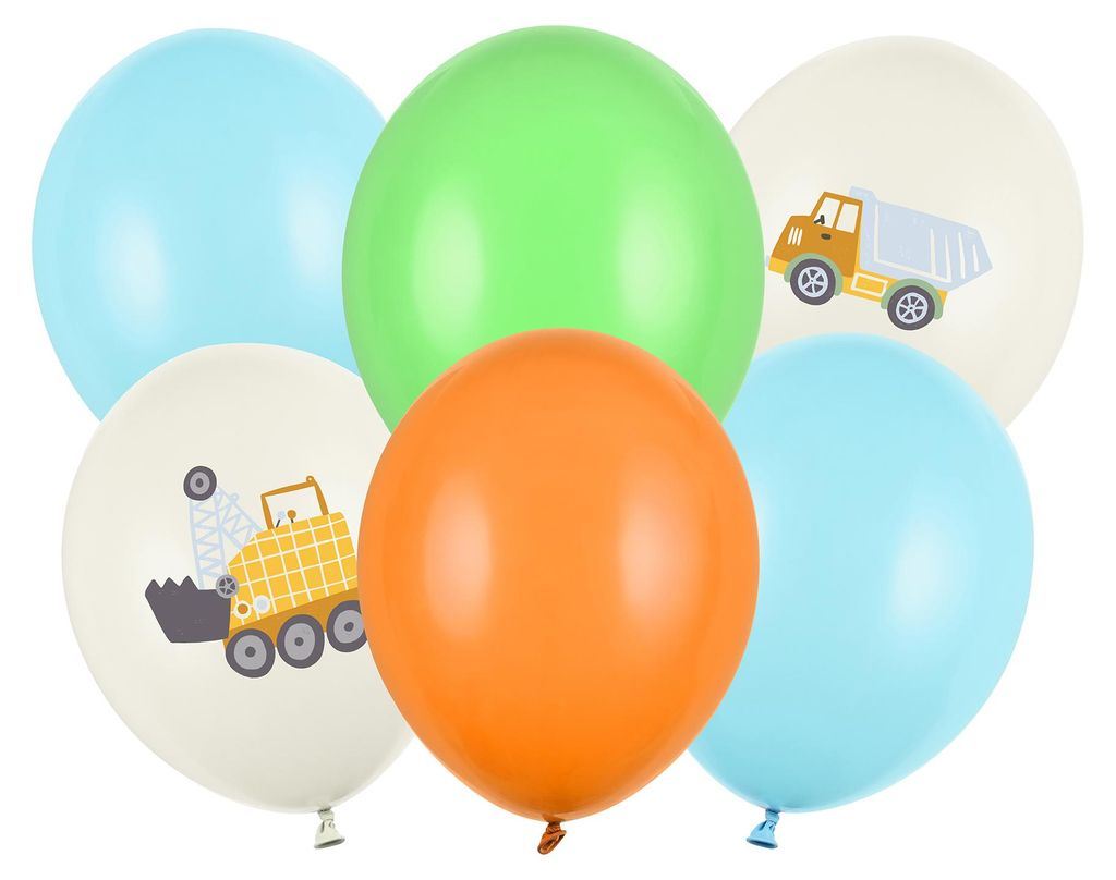 Luftballons 30 cm, Baufahrzeuge, Pastell Hellcreme (1 Produktbild  KI-generiertes Bild