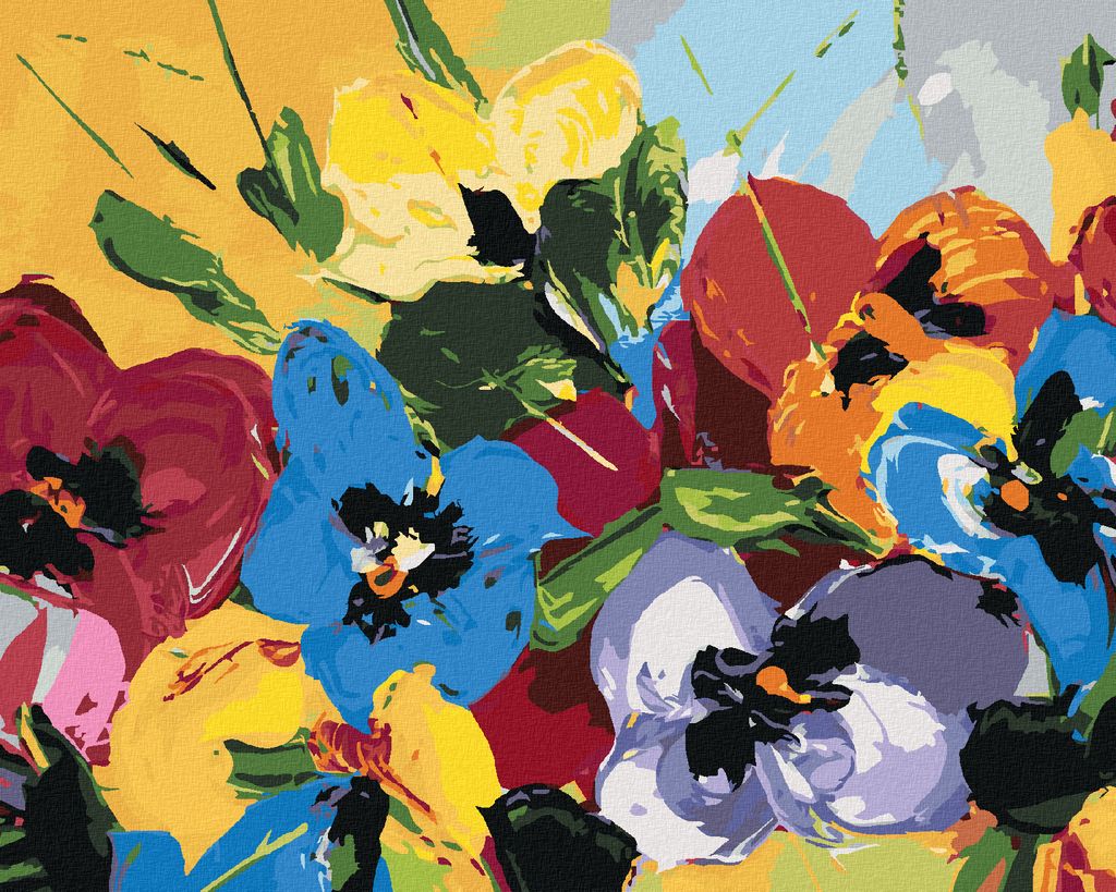 Zuty - Malen nach Zahlen - MISCHUNG AUS BUNTEN BLUMEN, 40x50 cm, mit Keilrahmen (bereits gespannt)