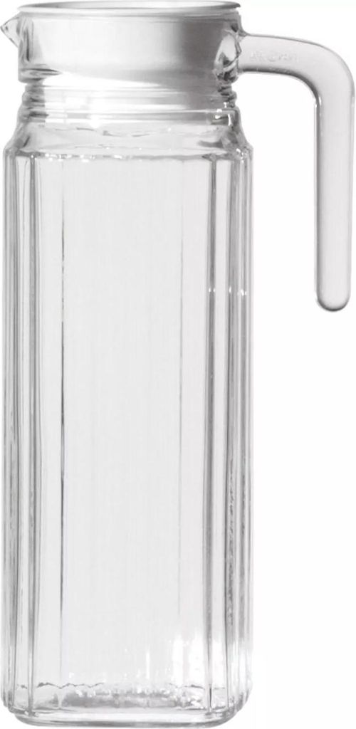 Luminarc Quadro Kühlschrankkrug mit weißem Kunststoffdeckel, 1.1 Liter, Glas, transparent, 1 Stück