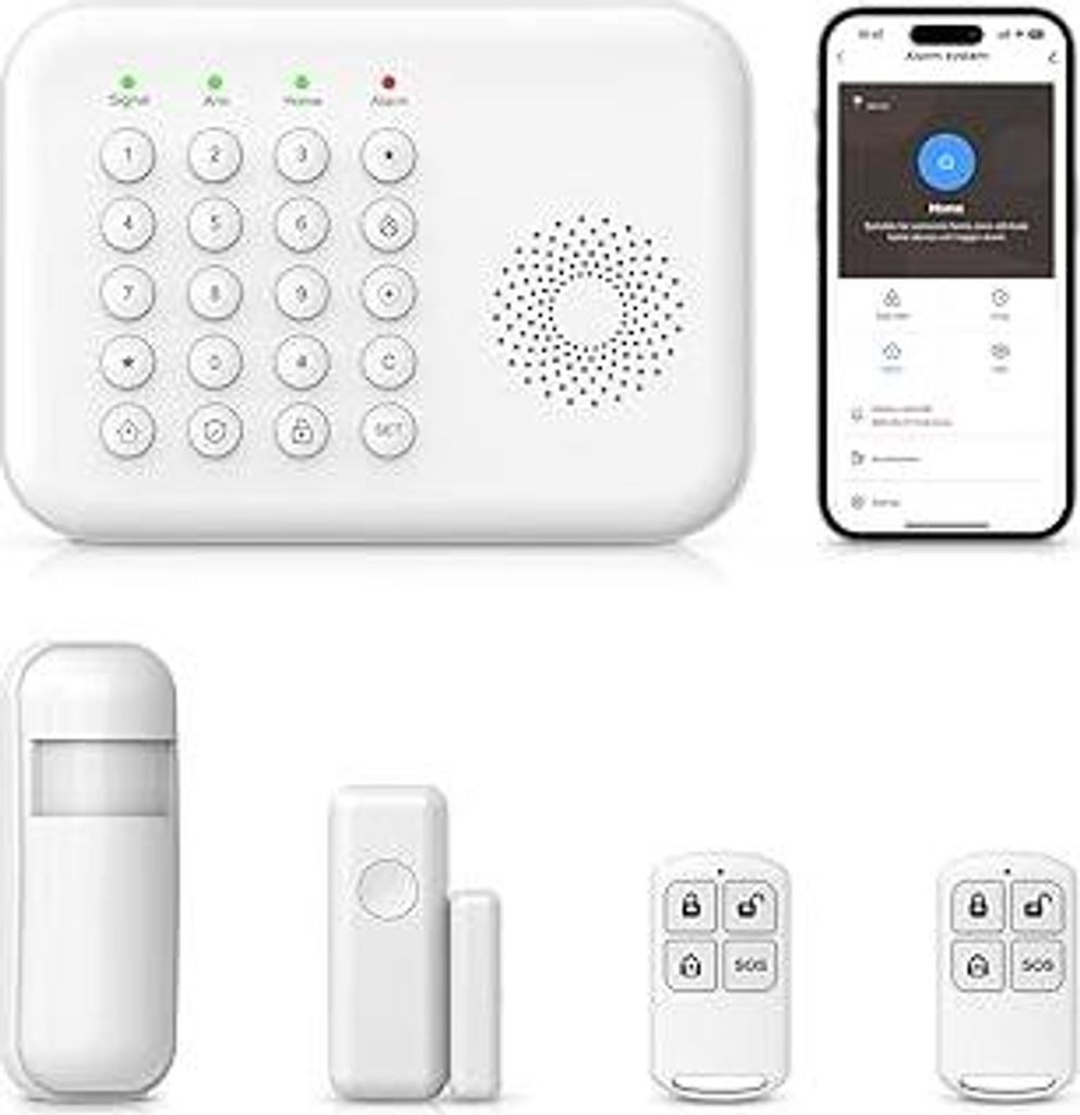 4G + WiFi Alarmanlage Haus, 5-teiliges, Einbrecher System kabellos, Sicherheitssets für zu Hause mit Tür- und Fenstersensoren, Bewegungsmeldern, ...