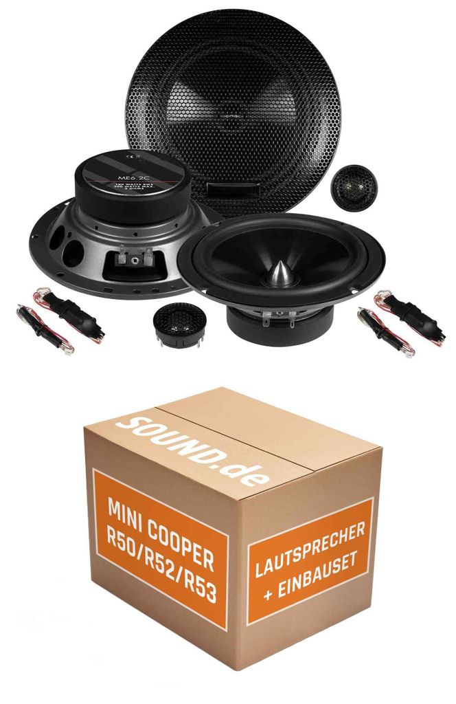 Lautsprecher Boxen Einbaupaket vorne Musway ME6.2C passend für Mini Coooper | 2x Tief-Mitteltöner 2x Hochtöner
