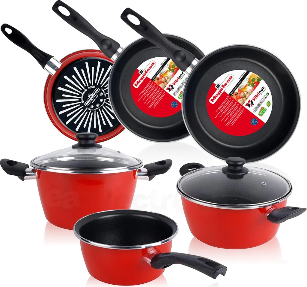 Set Pentole Design Magefesa GRANA Rosso 5 Pezzi - Induzione Style