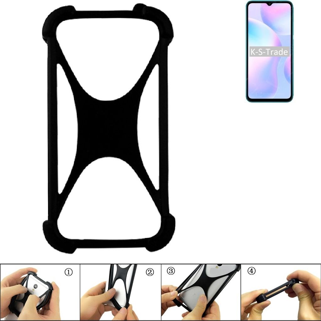 K-S-Trade Handy-Hülle Schutz-Hülle kompatibel mit Xiaomi Redmi 9i Sport Silikon Bumper TPU Softcase Smartphone Stoßschutz, schwarz