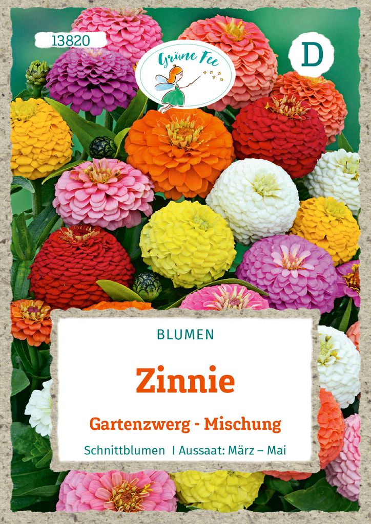 Grüne Fee - Zinnie Gartenzwerg-Mischung Samen - 13820