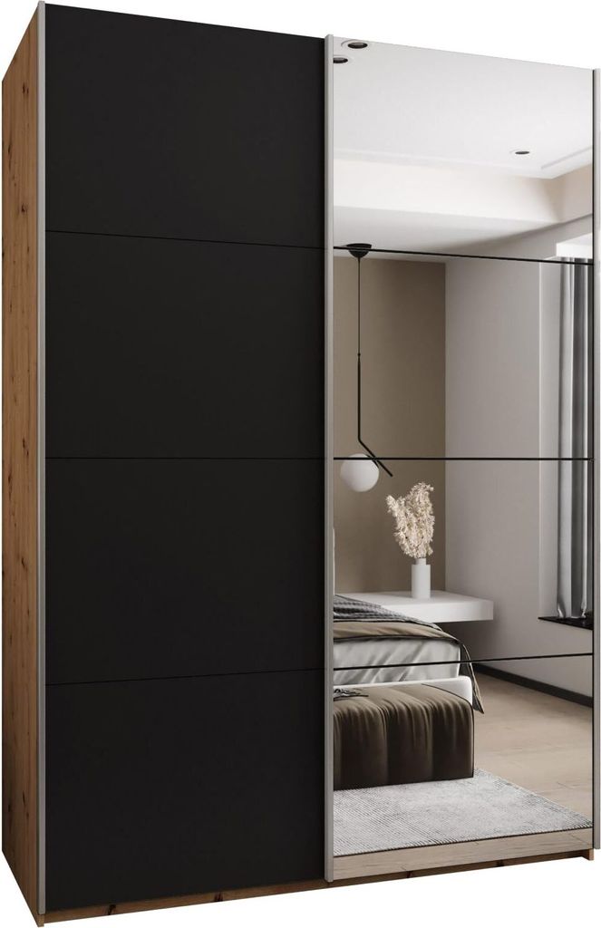 MEBLE KRYSPOL LUX 3 Schrank - 245,5x170x64cm - Artisan, Schwarz, Silber