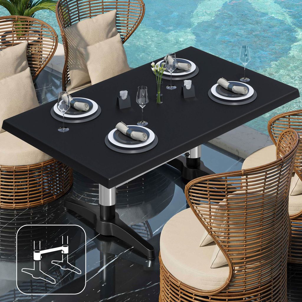 WBC | Jamaika Loungetisch | B: T: H: 120 x 70 x 40 cm | Schwarz / Schwarz | Verbinder | Bistro Loungetisch Gastro Tisch