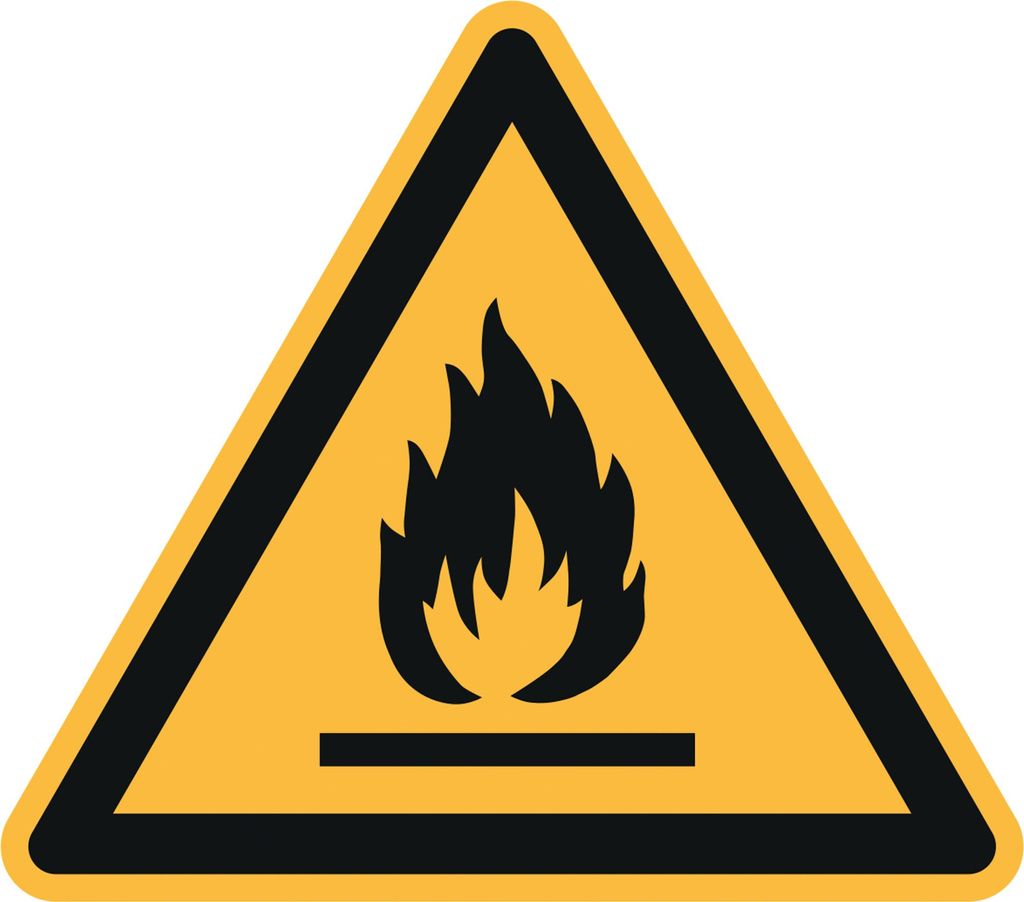Hinweisschild 20cm Warnung vor feuergefhrlichen Stoffen Hart-PVC