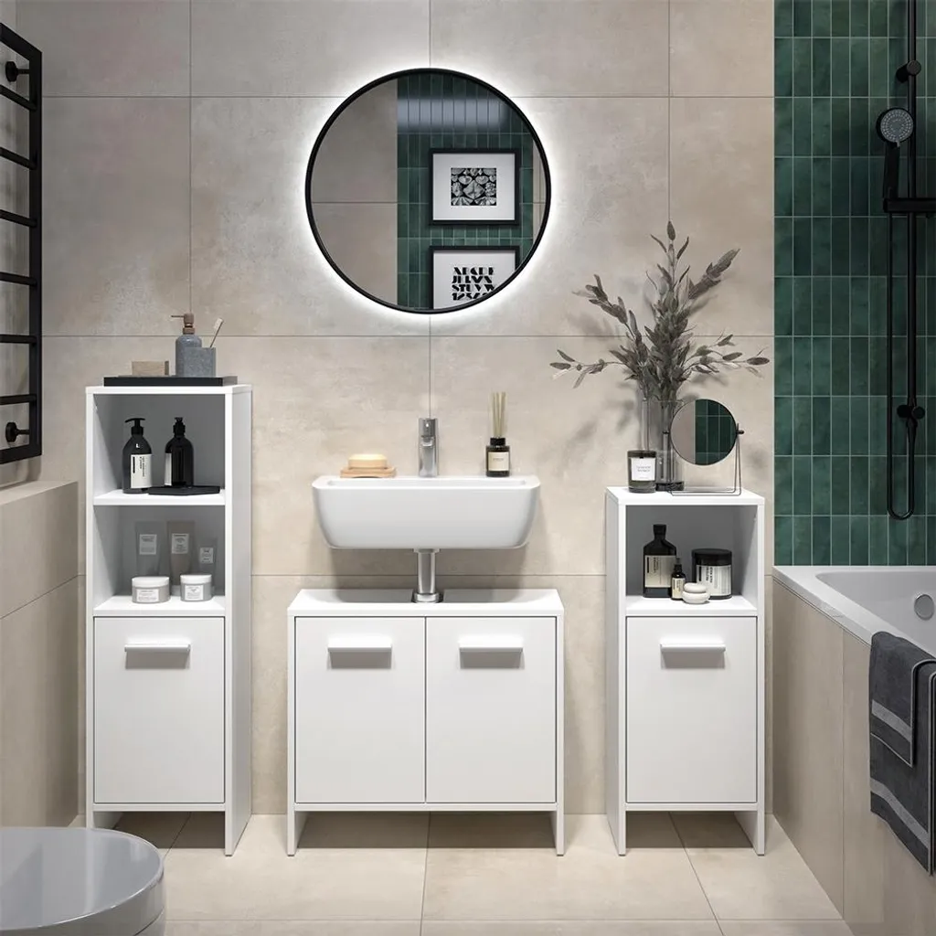 Vicco Karli Blanc Model 57969 - Ensemble Meuble Salle de Bain 3 Pièces