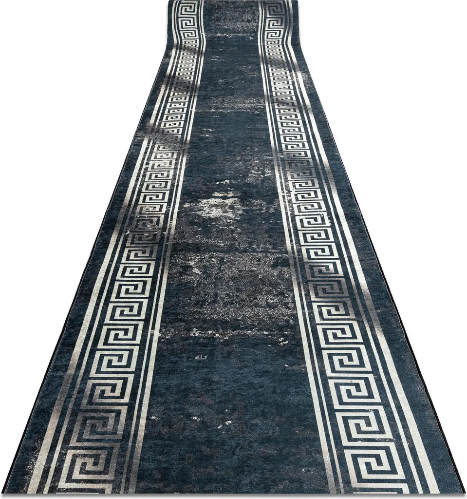 Tapis lavable antidérapant Lotus Grecco 60x100 cm en caoutchouc graphite