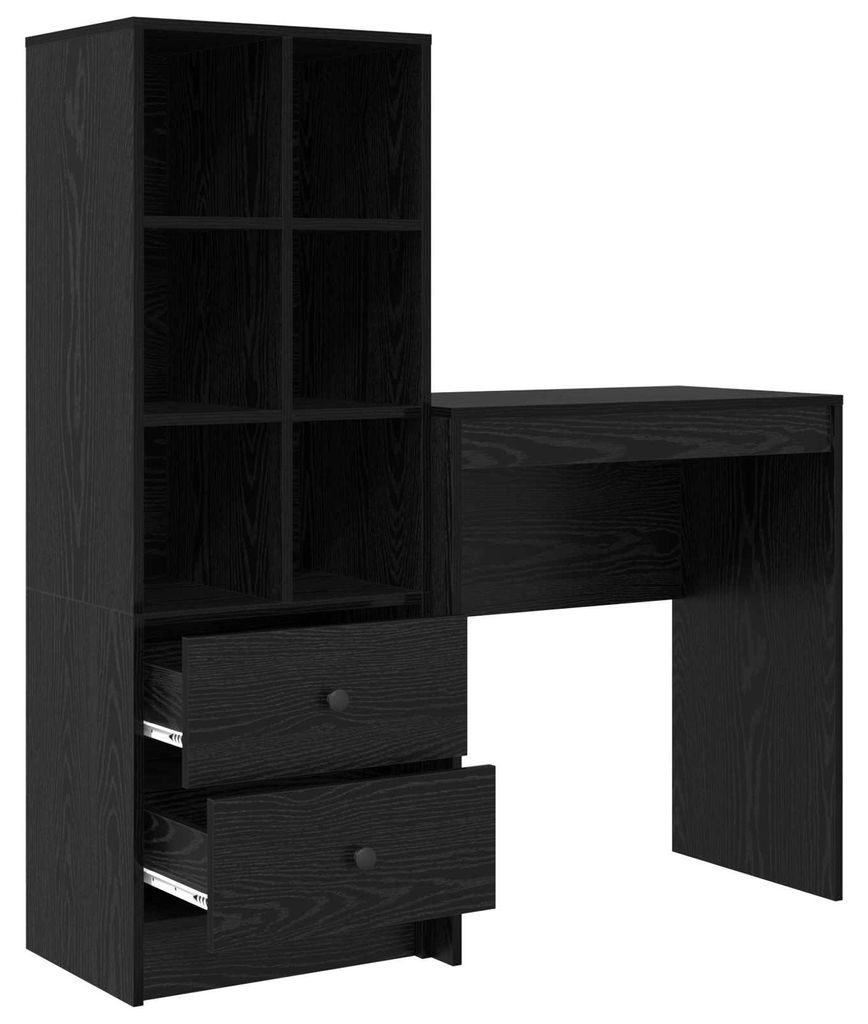 Schreibtisch mit Schubladen 2 pcs Schwarz Eichen-Optik