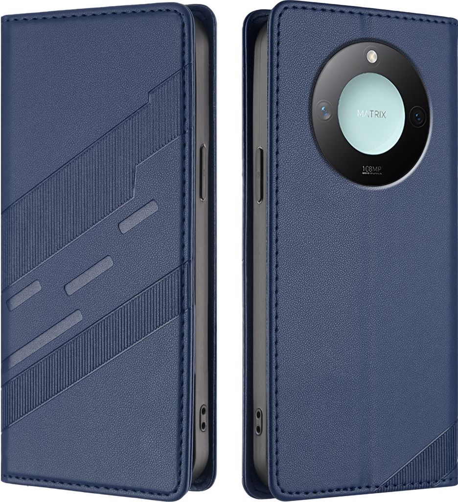 Hülle für Honor X9C Smart, Kunstleder Brieftaschen Handyhülle mit Kartenfach und Standfunktion Blau