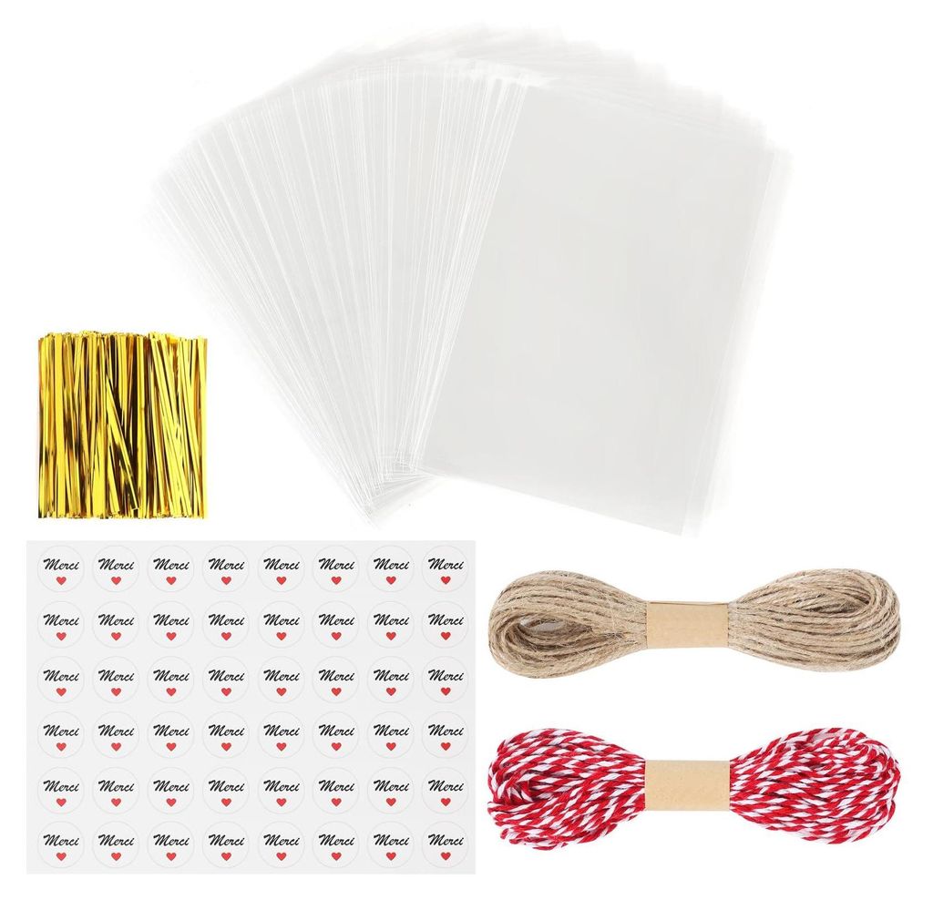 Gudotra Plastiktüten Transparent 200 Stück 10x15 cm mit Aufklebern
