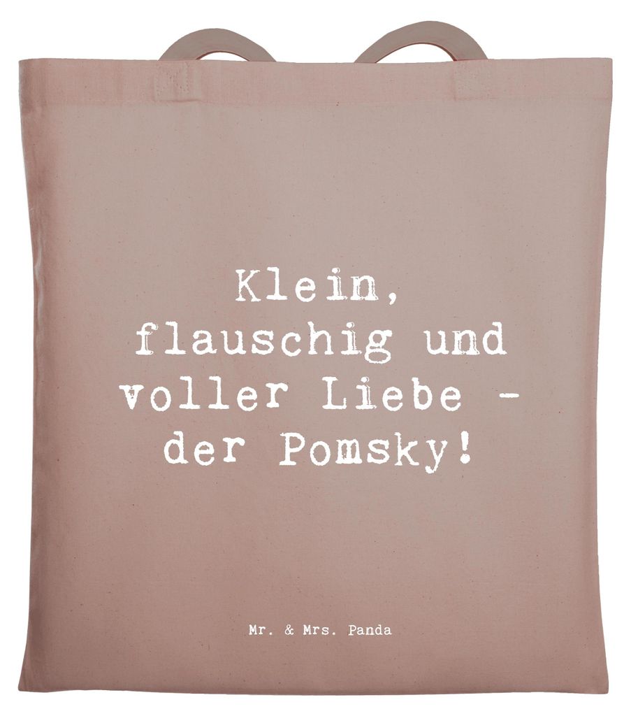 Mr. & Mrs. Panda Tote Bag Spruch Flauschiger Pomsky - Braun Pastell - Geschenk, niedlich, Stoffbeutel, Hunderassen Vielfalt, rasse, Shopping Tasche...