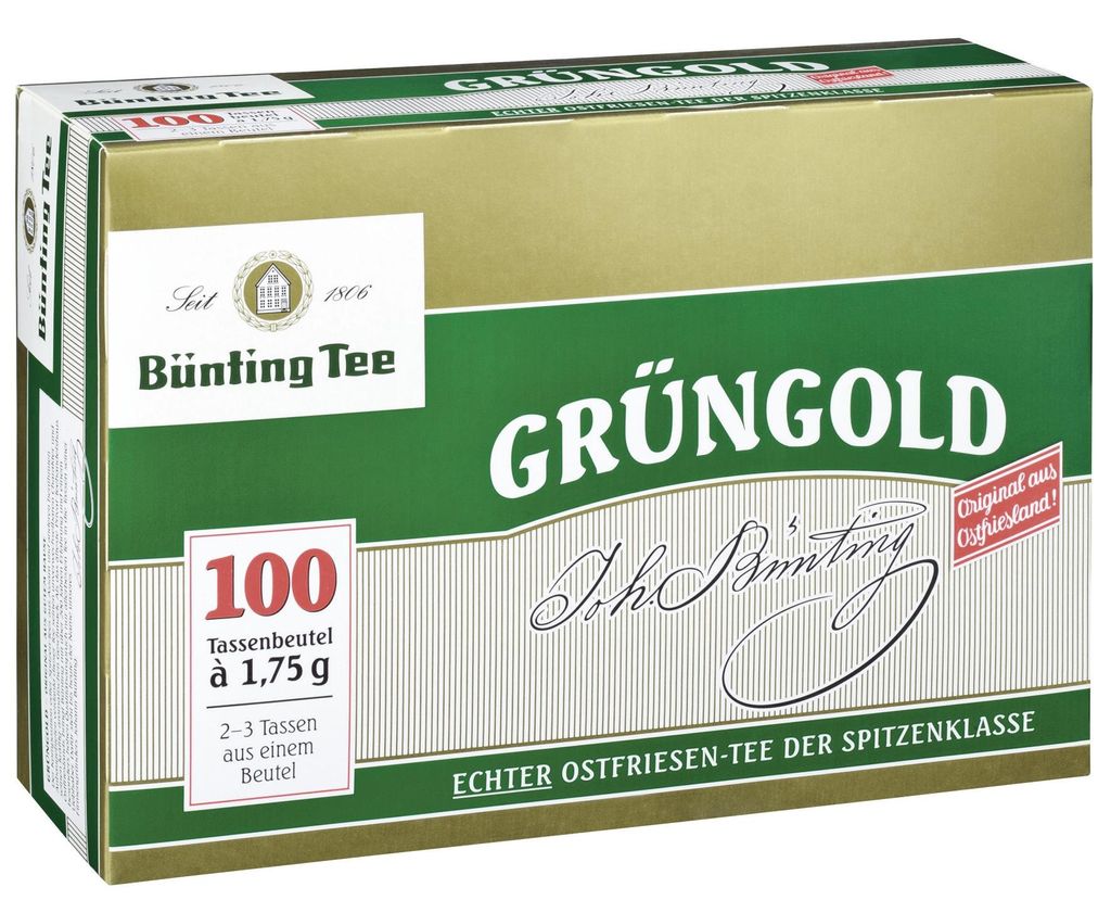 Bünting Tee Grüngold, 100 Tassenbeutel 6er Pack Produktbild 