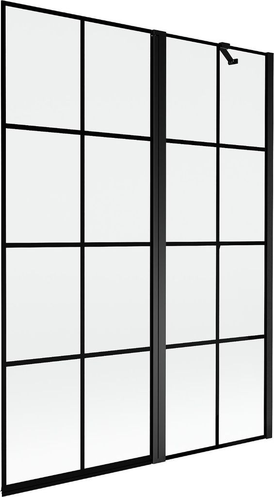 Mexen Mist Badewannenfaltwand 2-flügelig rechts 130 x 150 cm, schwarzes Gitter, schwarz - 8A9-130-011-70-77-P
