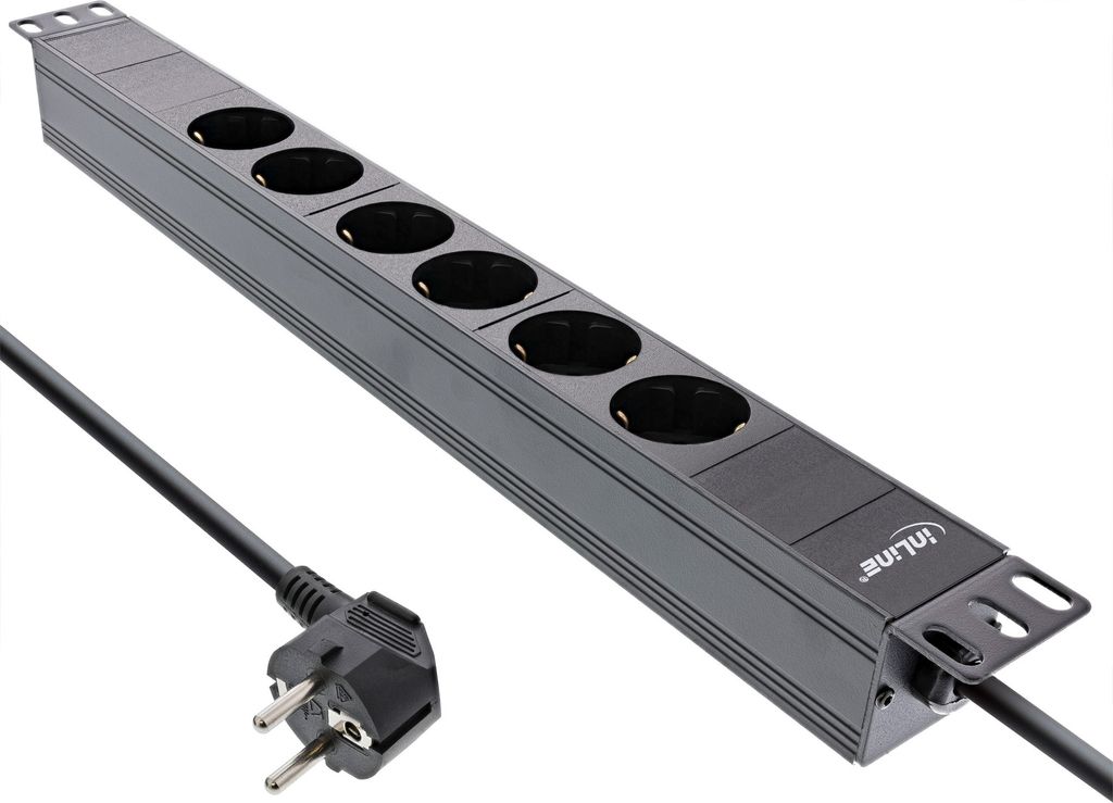 InLine® 19" Steckdosenleiste, 6-fach Schutzkontakt, ohne Produktbild 