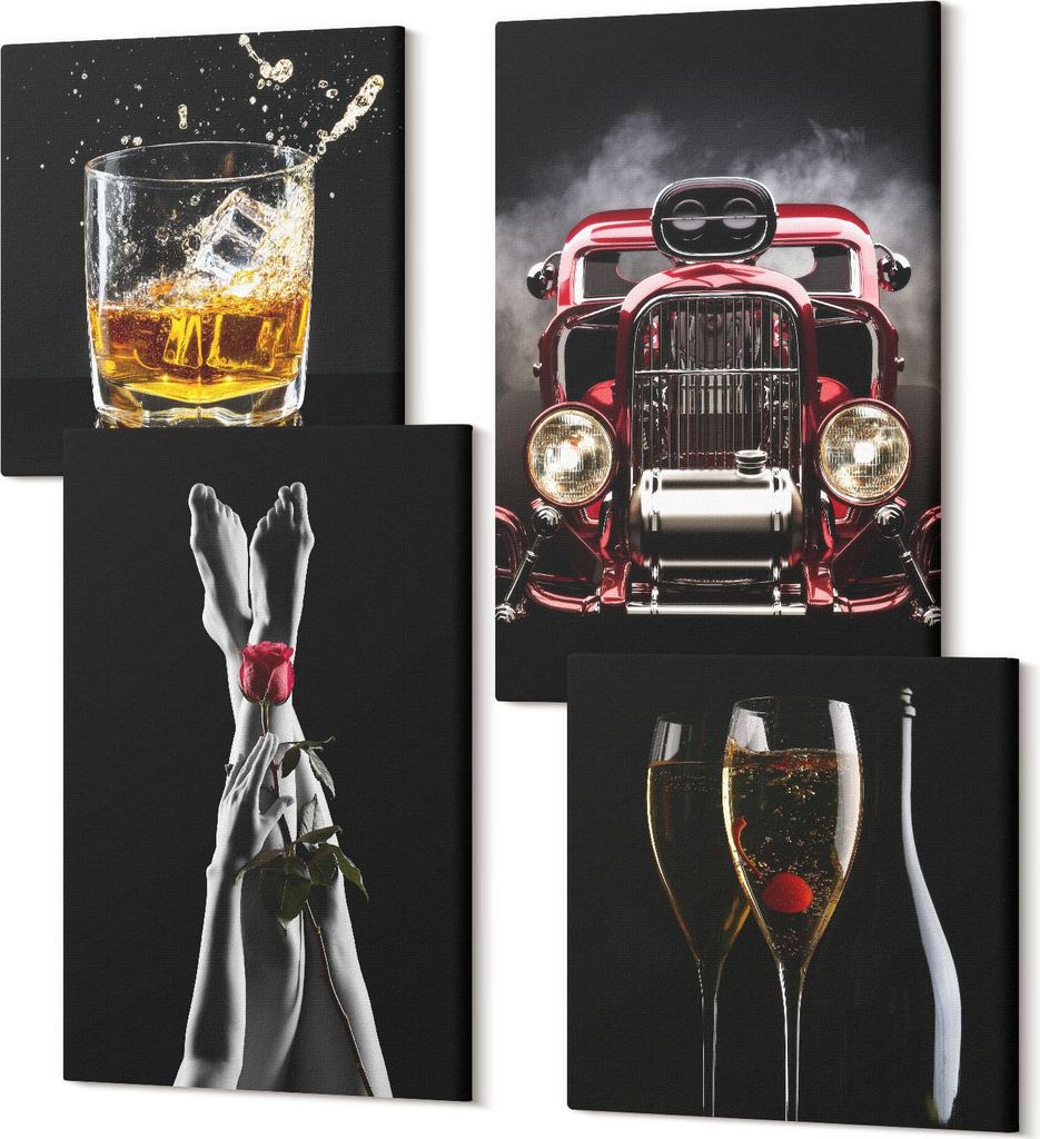 Leinwandbilder Mehrteilig 4-teilig – Modernes Design – Hochwertiger Polycanvas Kunstdruck – Wanddekoration & Wandkunst – Bilder für Zuhaus...