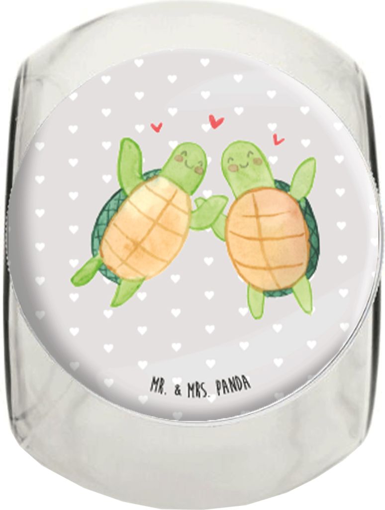 Mr. & Mrs. Panda Kaffeedose Schildkröten Paar L 870ml - Grau Pastell - Geschenk, Freund, für Freundin, keksglas, Hocheitstag, Teedose, Partner, B...