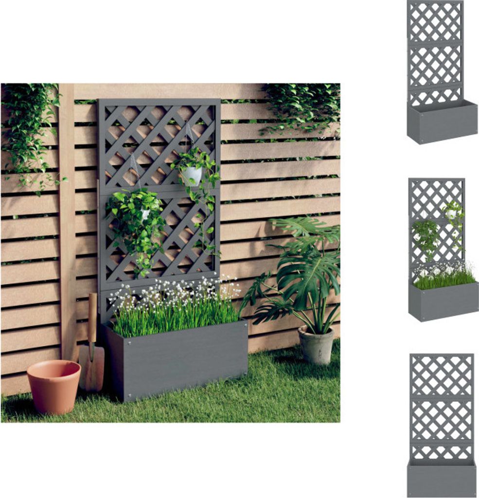 vidaXL Blumenkasten mit Rankgitter Grau 65x33x135 cm WPC - Blumentöpfe & Pflanzgefäße