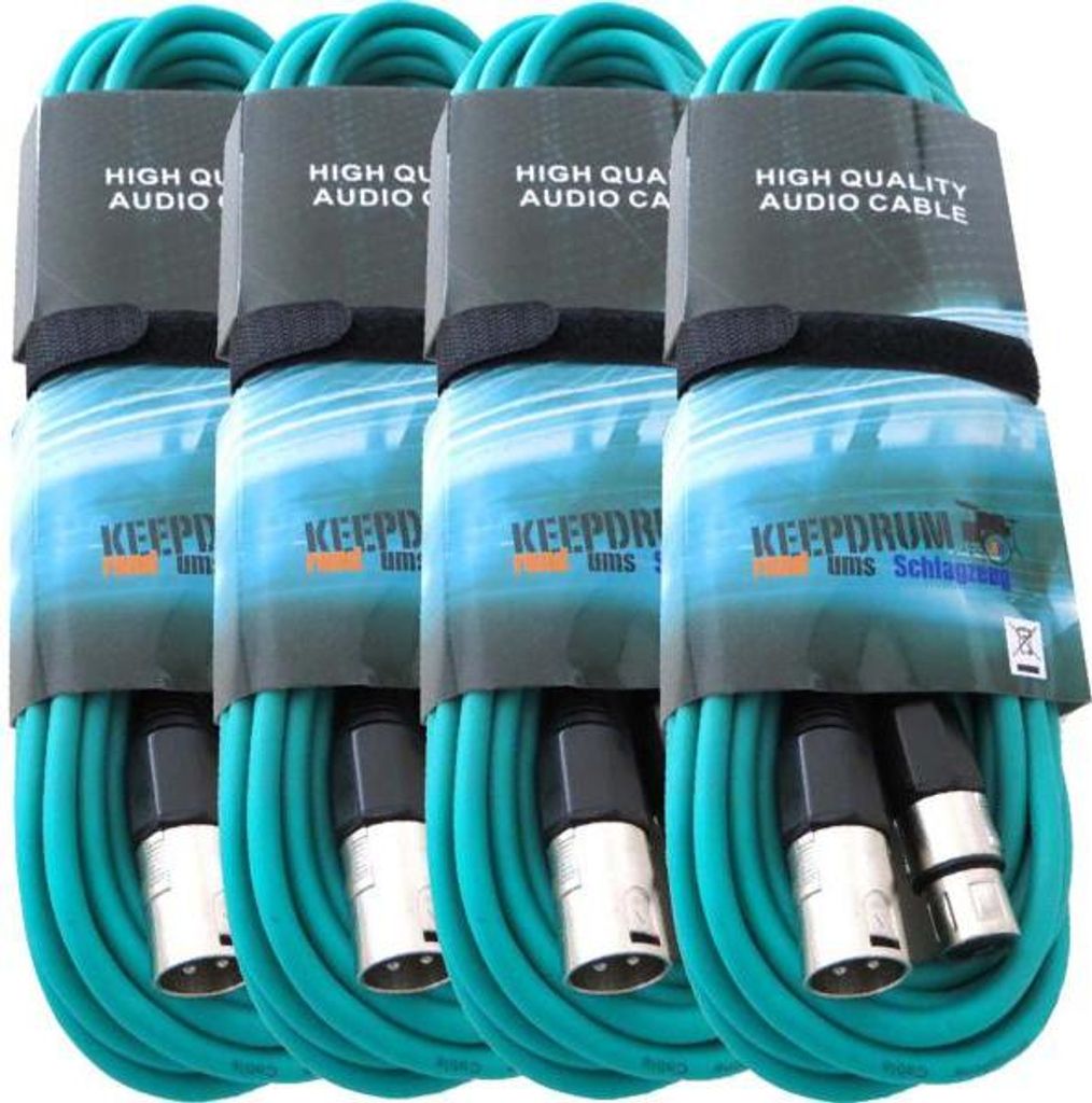 keepdrum 10m MC-001XX GR Mikrofonkabel XLR Grün 4 Stück