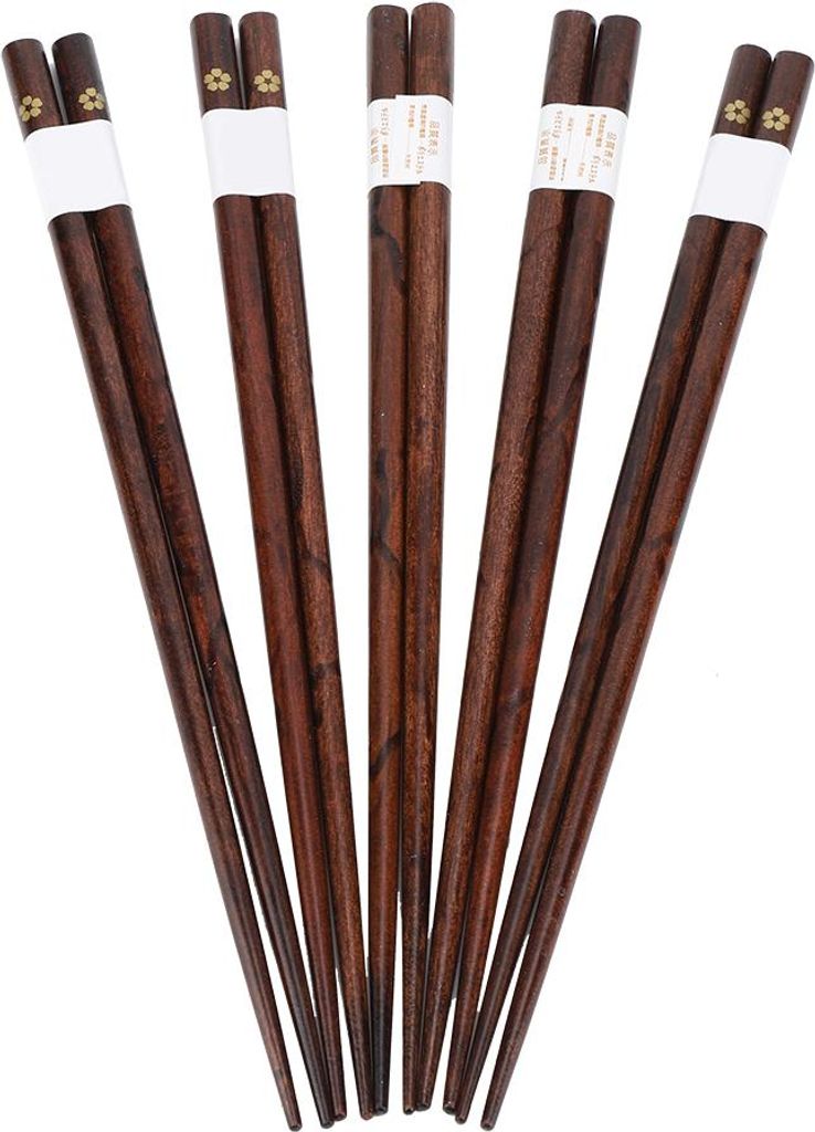 5 Paar Bambus-Essstäbchen im japanischen Stil, Set aus natürlichen Holz-Essstäbchen mit Geschenkbox (#1)