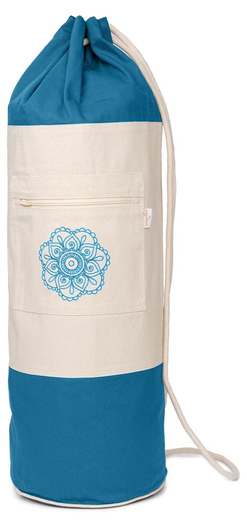 yogabox Yogatasche SURYA Bag 2 farbig für Schurwollmatten - petrol / natur 100 x 25 x 25 cm