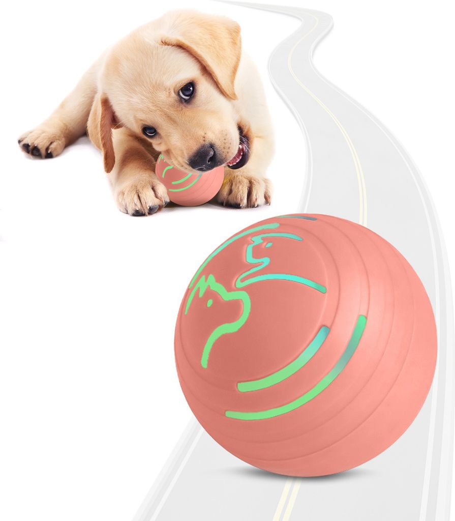 Interaktiver vibrierender Hundeball mit buntem Licht, 4 Betriebsmodi, bewegt sich von selbst, um Hunde zu beschaeftigen, sicherer, langlebiger 2,2-...