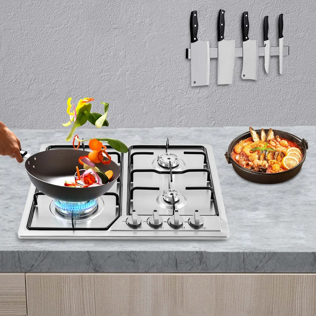 Table de cuisson gaz multi-compatibilité 4 feux avec sécurité intégrée