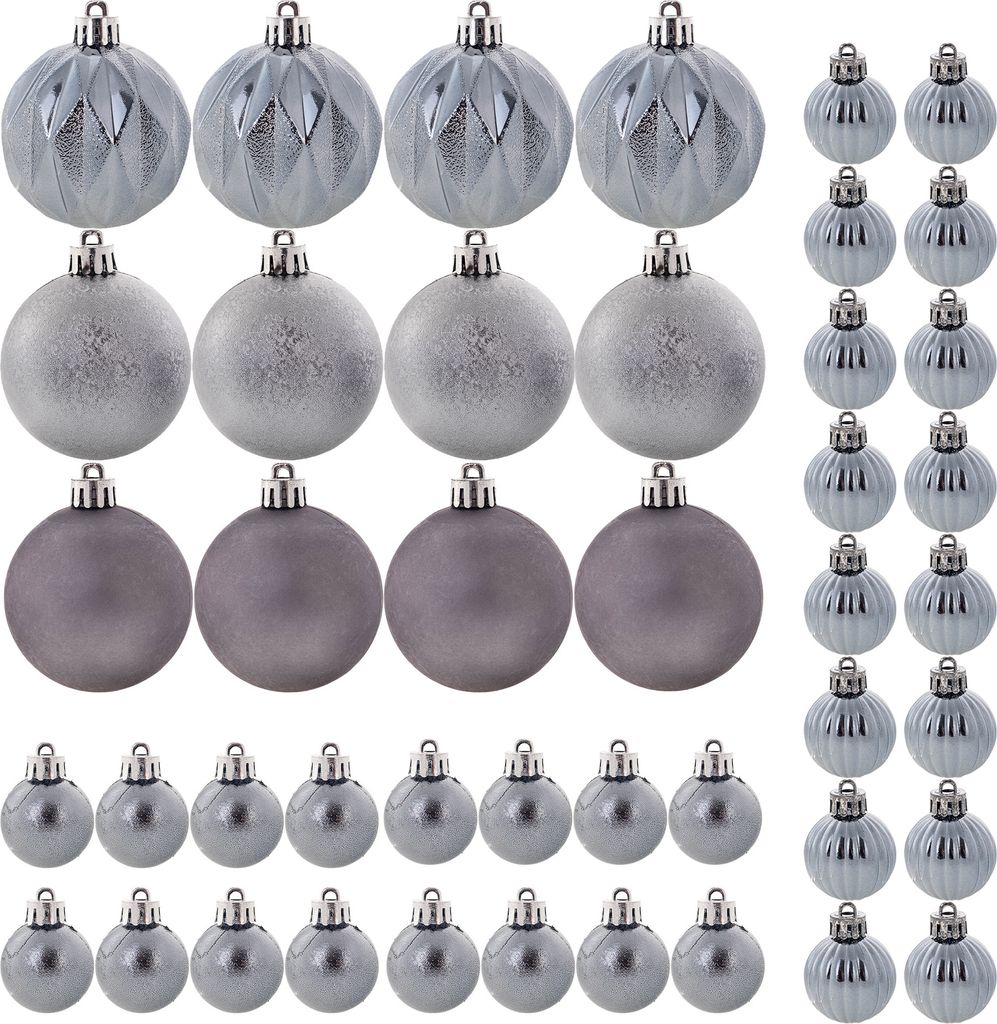 KADAX Weihnachtskugeln aus Kunststoff, Set aus 44 Kuglen, Graphit