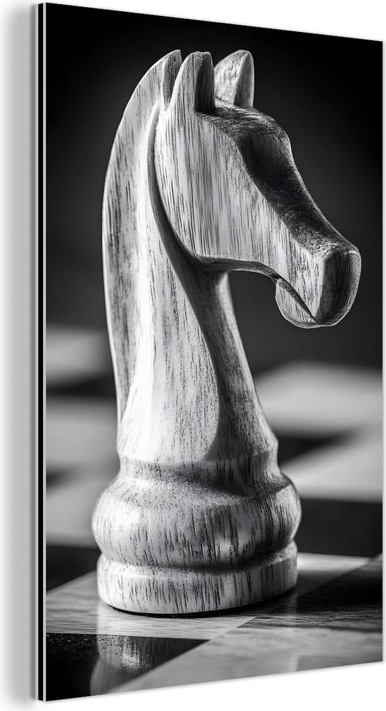 MuchoWow Wanddekoration Metall Metallbild Wandkunst 20x30 cm Pferd - Holz - Schautafel - Schwarz MuchoWow Aluminium Gemälde - Alu Dibond Bild