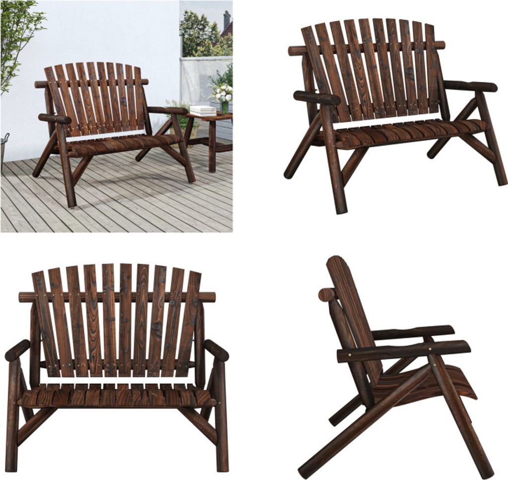 vidaXL Gartenbank 2 Sitzer 119x85x98 cm Massivholz Fichte - Gartenbank - Gartenbänke - Garten Sitzbank - Outdoor Sitzbank