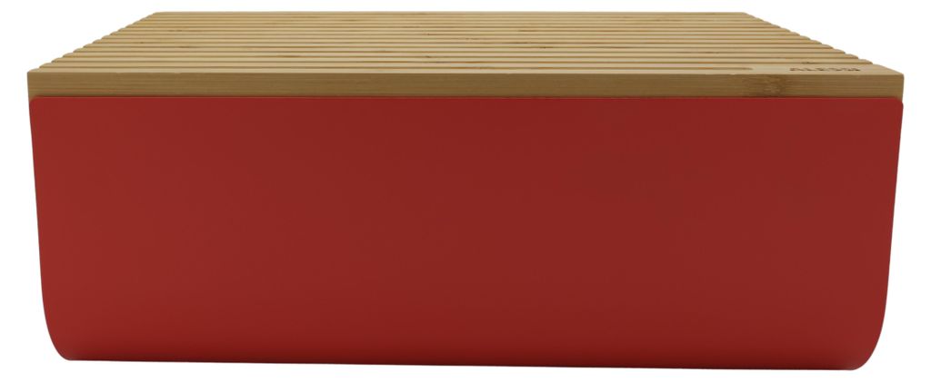 Alessi BG03 R Mattina Brotkasten, Stahl, Bambusholz, rot, Produktbild 