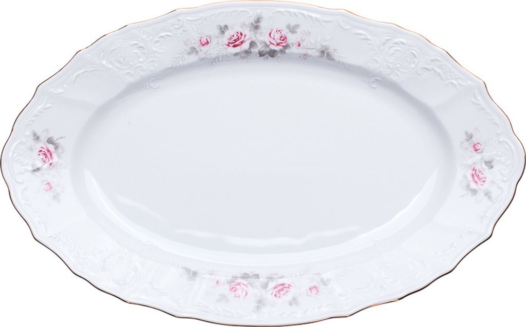 Thun 1794 Ovál Bernadotte, 39 cm, růžičky se zlatou linkou, Obrázek produktu 