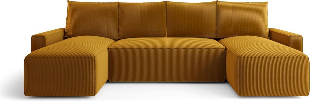 BEDANTE ECKSOFA mit Schlaffunktion SAVIO U Poso 01 Orange U-Form Sofa mit Stauraum Bettkasten Wohnzimmersofa Couch Sofa Bettsofa Bettkasten Bettcouch