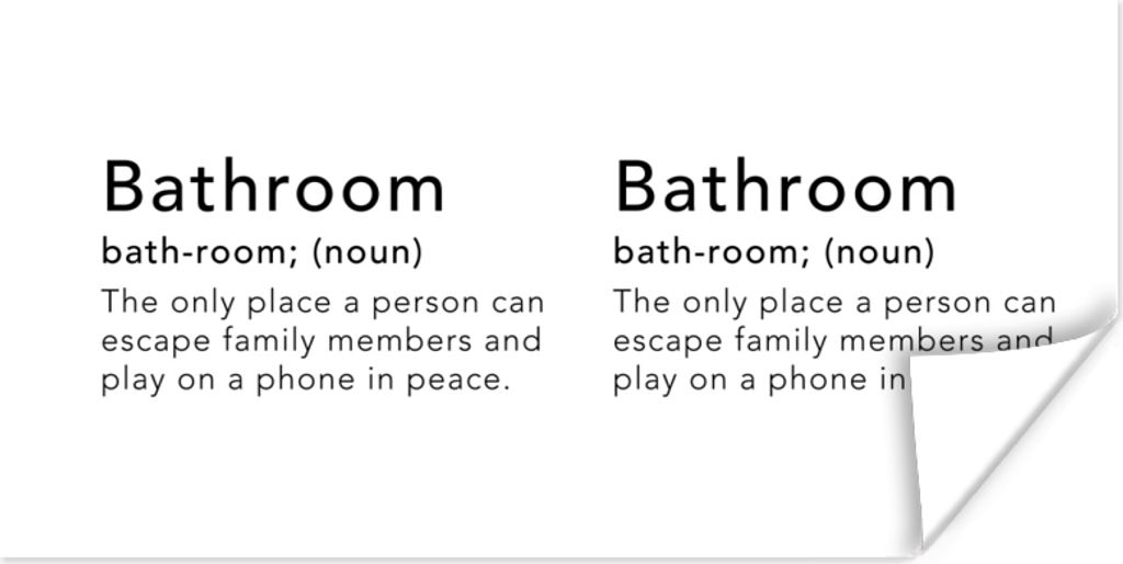 MuchoWow Poster Sprichwörter - Zitate - Der einzige Ort, an dem ein Mensch seinen Familienmitgliedern entkommen kann - das Badezimmer 120x60 cm ...