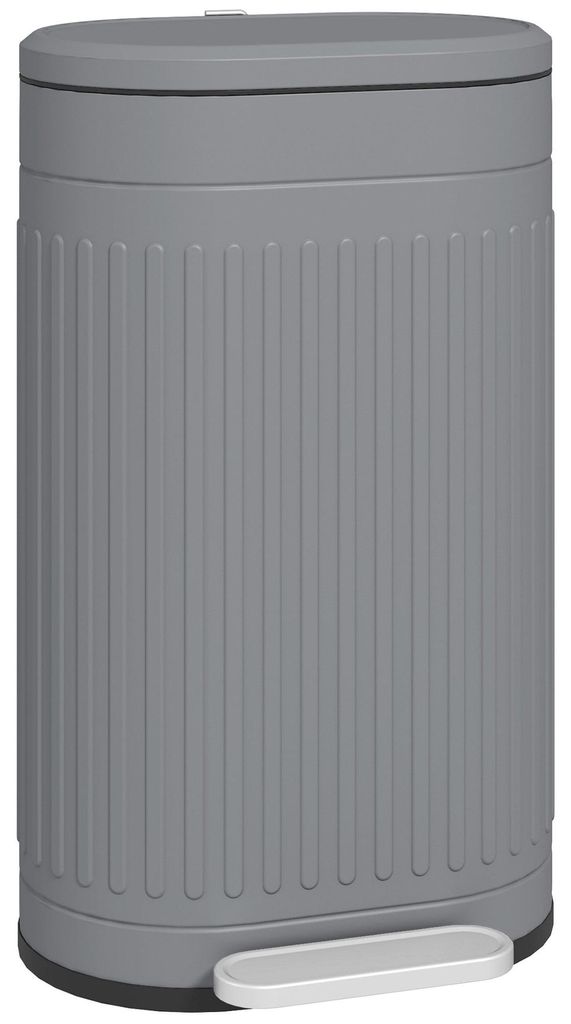 30-Liter-Metall-Treteimer mit Soft-Close-Deckel, Grau Produktbild 