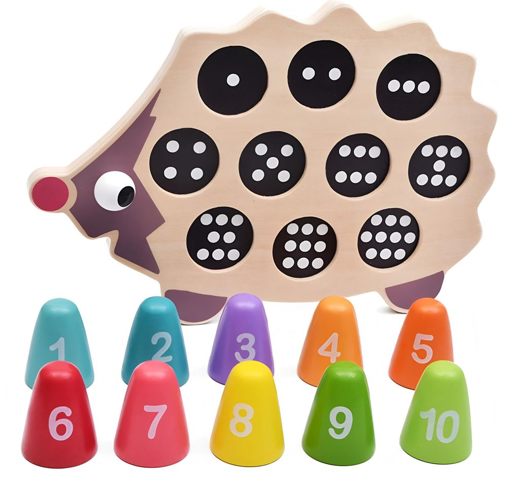 Lernspielzeug Holzigel zum Zahlen lernen – Motorik Steckspiel aus Holz