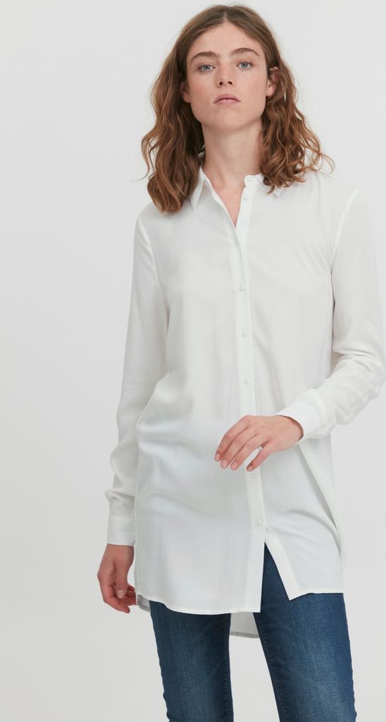Ichi IHMAIN Damen Langarmbluse Hemd Langes Shirt mit Hemdblusenkragen relaxed fit