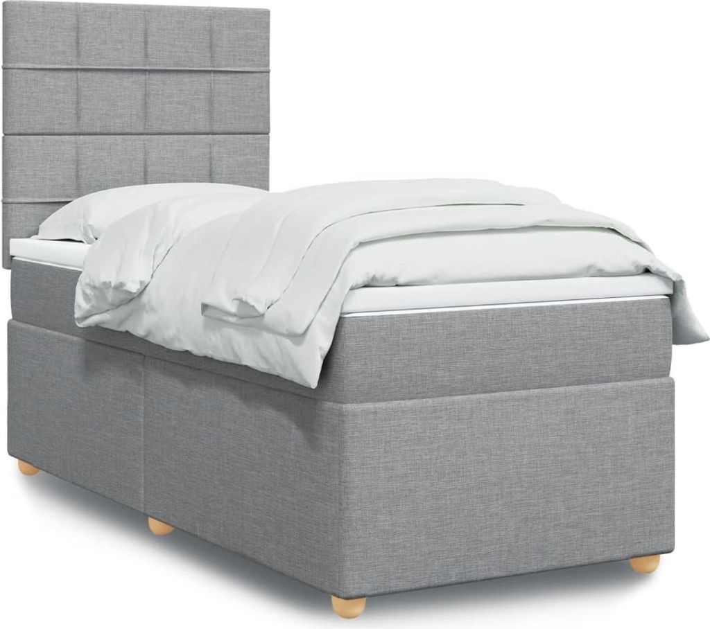 (NEU 2026) Boxspringbett mit Matratze, Doppelbett moderne, Hellgrau 100x200 cm - Stoff - Klassische Betten - 73.18 kg