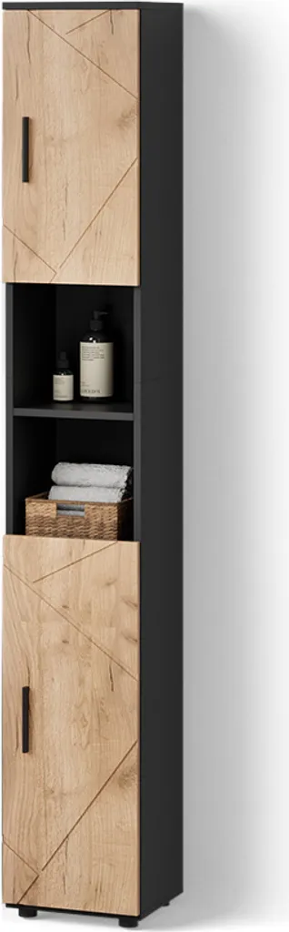 Livinity Mobile bagno alto Ronco, 30 x 192 cm, Quercia dorata/antracite/Quercia dorata